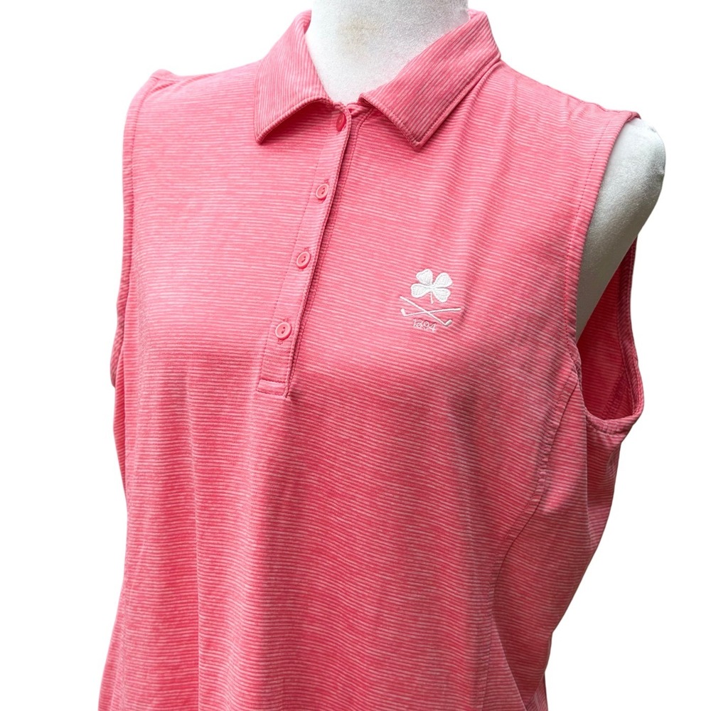 Vineyard Vines Performance Womens Medium Coral Pink Sleeveless Golf Polo Shirt - Picture 9 of 13